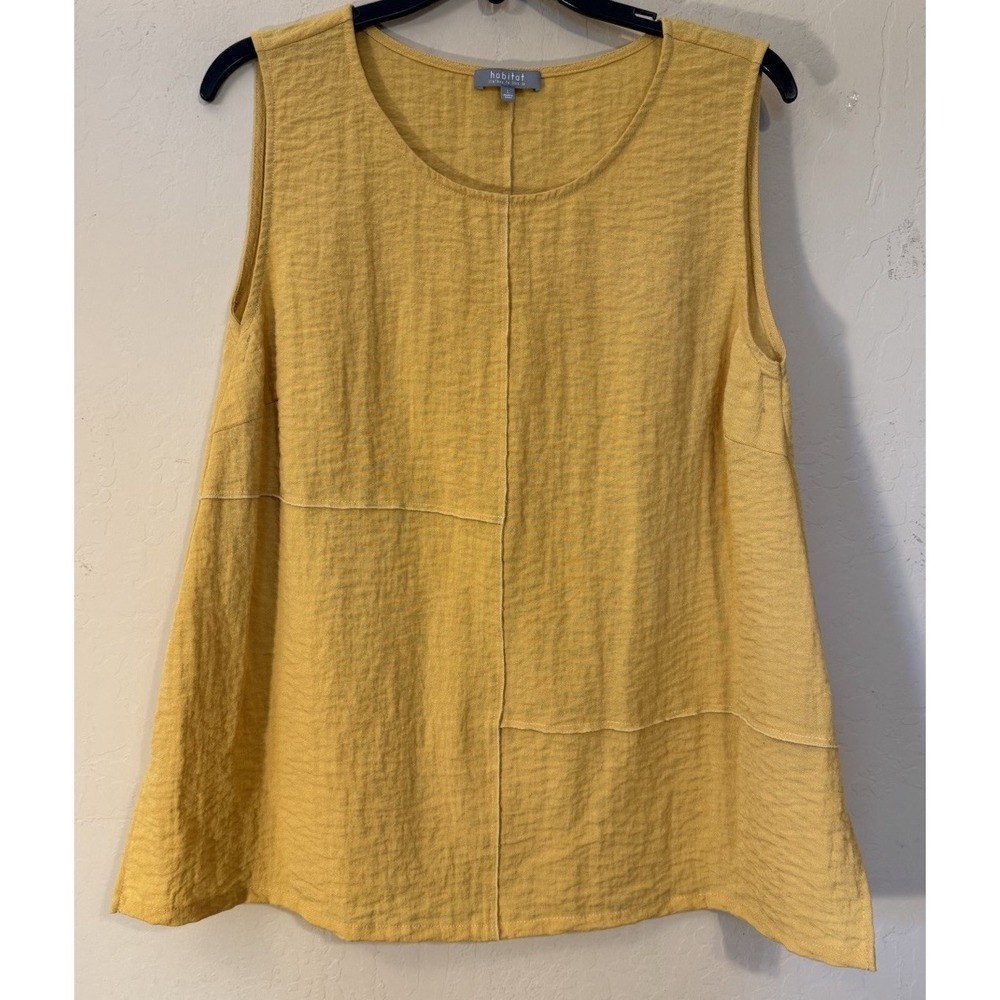 Habitat Tunic Tank Top L Large Sleeveless Crinkle Career Lagenlook Boho Blouse